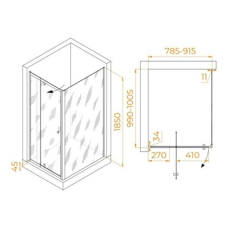 Душевой уголок RGW Passage 41084480-011 100х80 стекло прозрачное профиль хром без поддона