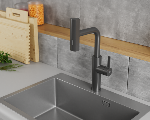 Смеситель для кухни Tinos TI3732-18Grey на раковину/столешницу графит - фото 4