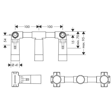 Встраиваемая часть настенного смесителя на 3 отверстия Axor 10303180
