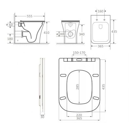 Унитаз приставной Cerutti SPA CT8906 белый с сиденьем микролифт безободковый каскадный смыв