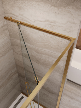 Душевая дверь Cezares LUX LUX-B-FS-1-100-C-BORO 100х195 стекло прозрачное профиль золото