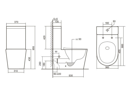 Унитаз напольный с бачком Abber Bequem AC1112TMW белый матовый с сиденьем безободковый смыв торнадо