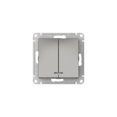Выключатель 2-клавишный с подсветкой сх.5а 10АХ Systeme Electric AtlasDesign (АтласДесигн) ATN000953S