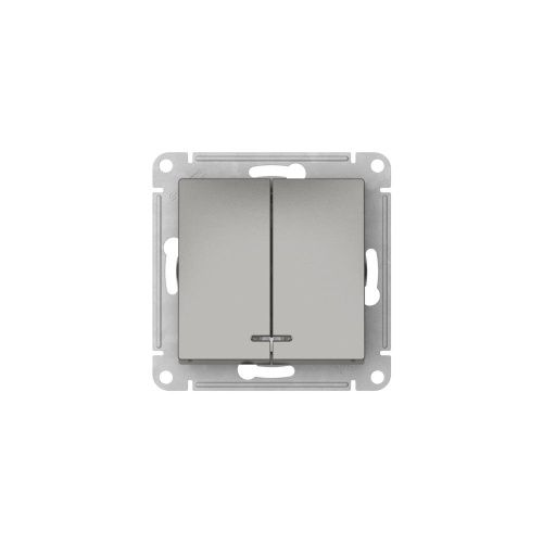 Выключатель 2-клавишный с подсветкой сх.5а 10АХ Systeme Electric AtlasDesign (АтласДесигн) ATN000953S - фото 2
