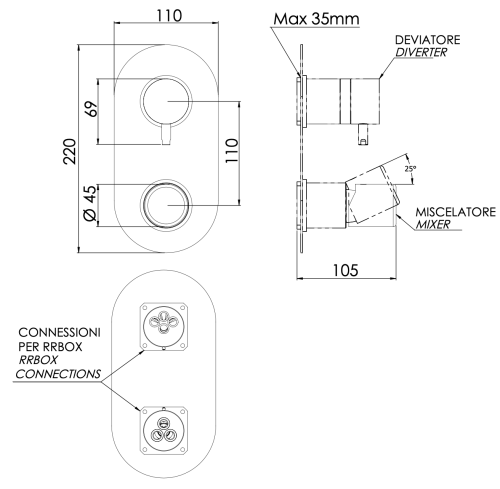 Смеситель для душа Daniel Trilogy TG612D3KB15 встраиваемый в стену черный - фото 3