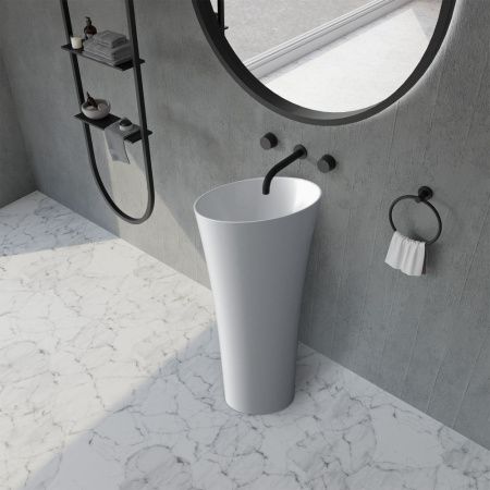 Раковина из искусственного камня Abber STEIN AS2509 50х50 напольная цвет белый без отверстий под смеситель