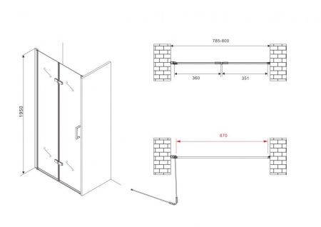 Душевая дверь Abber Zart AG08080P 80х195 стекло прозрачное профиль хром
