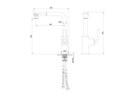 Смеситель для кухни Wonzon & Woghand WW-88439008A-CR на мойку хром
