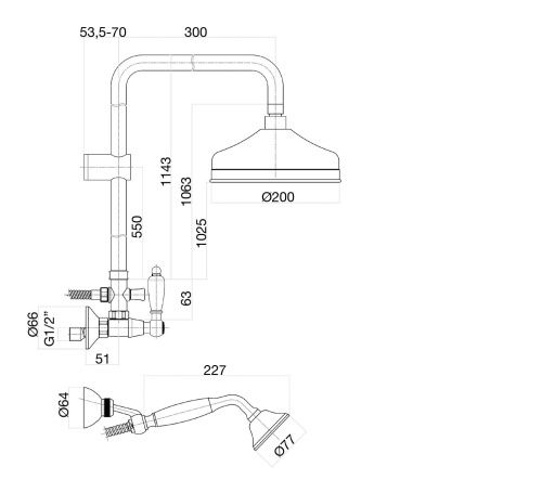 Душевая стойка Fiore 22CO0620 настенная цвет хром/золото - фото 3