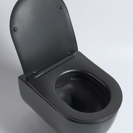 Унитаз подвесной Vincea Evo VT1-34SMB черный матовый с сиденьем микролифт безободковый душевой смыв