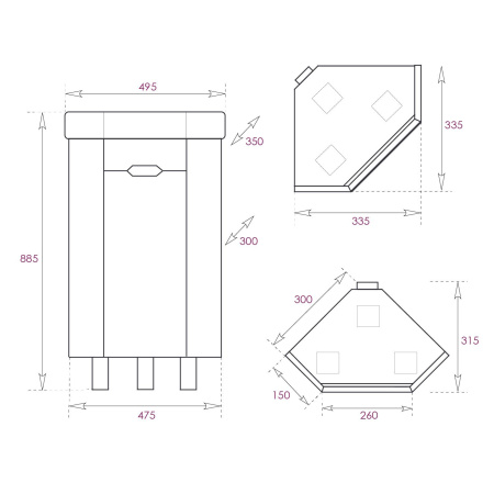 Тумба под раковину Onika Айленд 103501 47х31х68 напольная