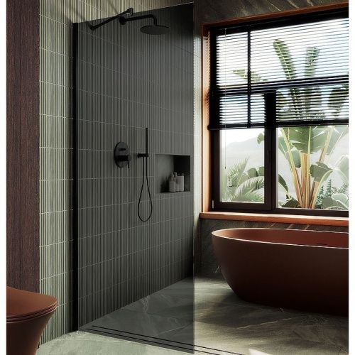 Душевая перегородка Maybah Glass MGD-681-6ш 109х195 стекло тонированное профиль черный