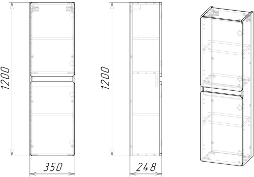 Шкаф-пенал Stella Polar Корделия SP-00001042 35х25х120 подвесной цвет белый/серый - фото 2