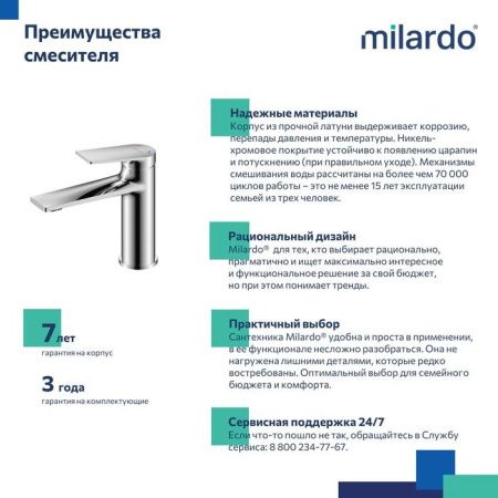 Смеситель Milardo Azure AZUSB00M01 на раковину хром