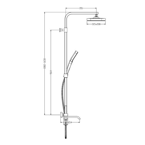 Душевая стойка Raglo R02.24.03 настенная цвет сатин золотой - фото 2