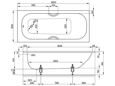Ванна стальная Bette Form 2950-000 AD 180х80 встраиваемая прямоугольная без ножек