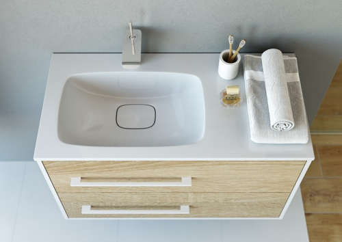 Тумба под раковину Aqwella Y Mai.01.09/L 92х45х53 подвесная цвет белый/коричневый - фото 2