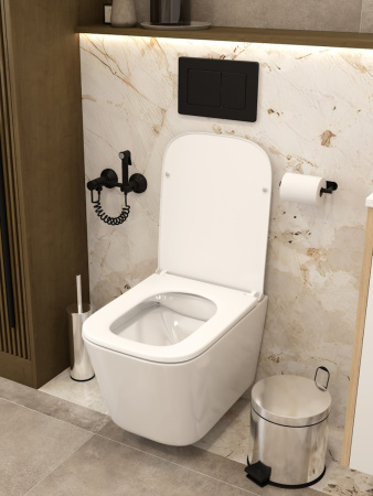 Унитаз подвесной Teymi Helmi T40307 белый с сиденьем микролифт безободковый каскадный смыв