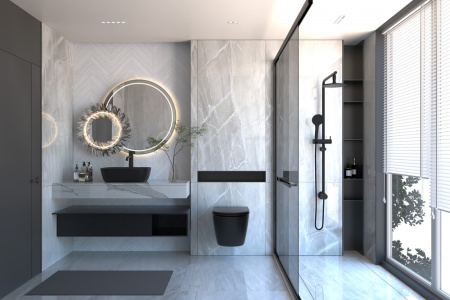 Комплект унитаз с инсталляцией с клавишей смыва ABBER Bequem AC1100MB-AC0105-AC0121MB