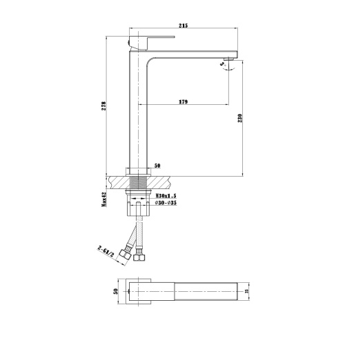 Смеситель Vincea Cube VBF-1C02MB на столешницу черный - фото 3