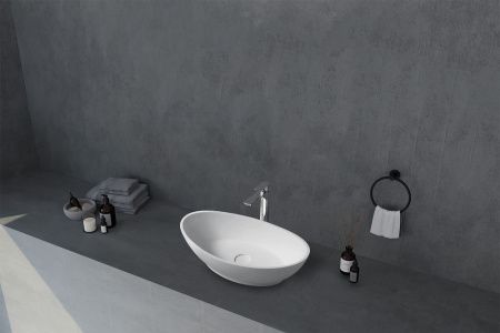 Раковина из искусственного камня Abber STEIN AS2610 60х30 накладная цвет белый без отверстий под смеситель