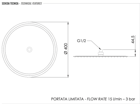 Верхний душ Remer 357UFM40NOX черный матовый