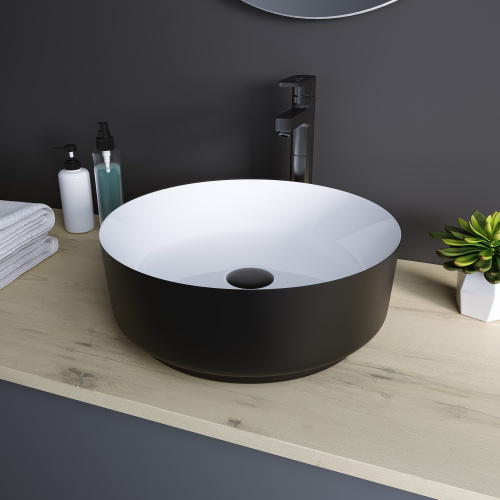 Раковина Grossman Color 36 см GR-4040BW накладная цвет черный/белый - фото 5