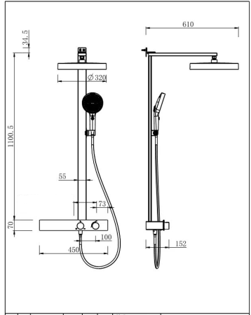 Душевая стойка Fmark FS45A-01 настенная цвет хром