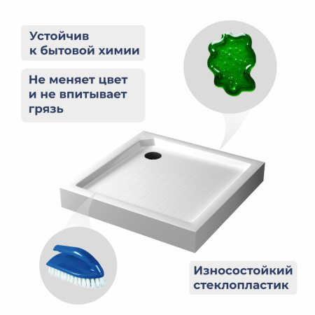 Душевой поддон из стеклопластика RGW SMC-стеклопластик 57350199-01 90х90 белый с ножками