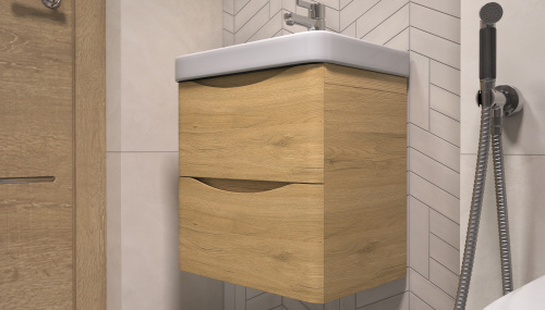 Тумба под раковину Velvex CLAY 370 49х34х49 подвесная цвет рустик соломенный - фото 3