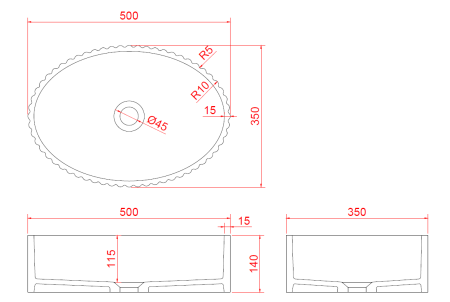 Раковина керамическая Boheme NeoArt/Monaco/Vallessi Avantgarde 878-G 50х40 накладная цвет золото без отверстий под смеситель