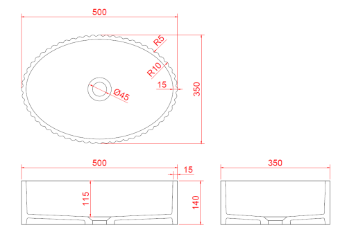 Раковина керамическая Boheme NeoArt/Monaco/Vallessi Avantgarde 878-WM 50х35 накладная цвет белый без отверстий под смеситель - фото 2