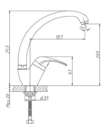 Смеситель для кухни Haiba HB03 HB4103-2 на мойку хром
