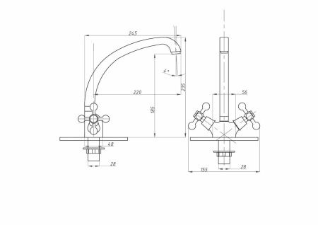Смеситель для кухни FAUZT FZs-293-32 на мойку хром