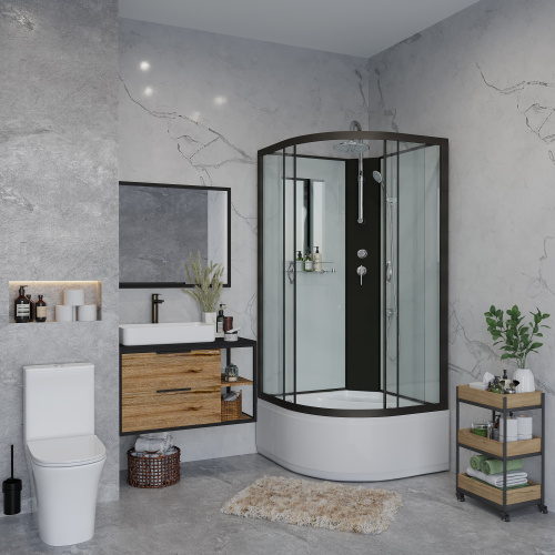 Душевая кабина Niagara Classic 67081414BKT 90х90 четверть круга без крыши - фото 3