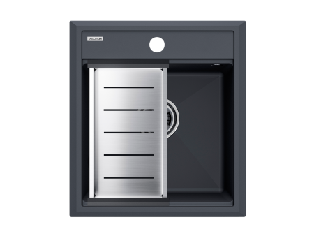 Кухонная мойка + коландер Paulmark PM114651-AN+A375-BS 46х51 цвет антрацит