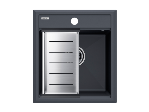 Мойка кухонная Paulmark PM114651-AN+A375-BS 46х51 антрацит/брашированная нержавеющая сталь