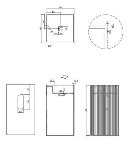 Раковина из искусственного камня Boheme Cube 802-R-MW 50х50 напольная цвет белый