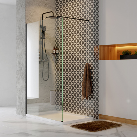 Душевая перегородка Wasserkraft Abens 20W 20W39 90х200 стекло прозрачное профиль черный