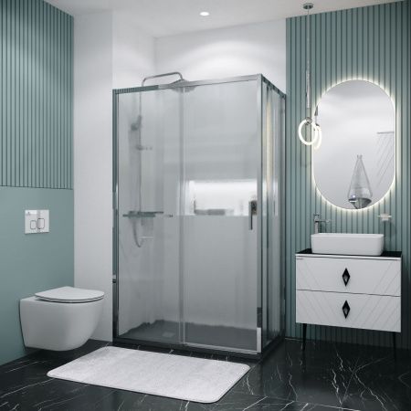 Душевая перегородка Grossman Style 200.K33.05.70.10.02 70х195 стекло текстурное профиль хром