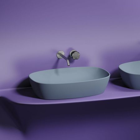 Раковина из сантехнического фарфора Ceramica Nova ELEMENT CN6049MHL 60х40 накладная цвет голубой без отверстий под смеситель