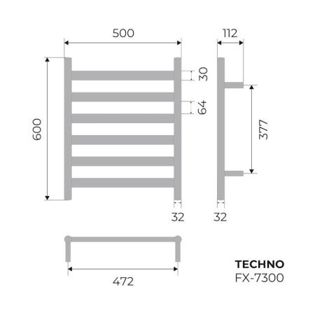 Полотенцесушитель электрический Fixsen FX-7300 50х60 хром