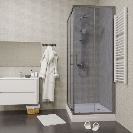 Душевой уголок Parly QZ71S N 100х70 стекло тонированное профиль хром с поддоном