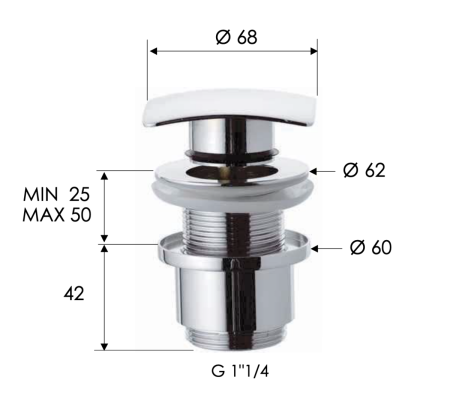 Донный клапан Remer 904SCC2114 хром