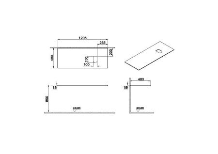 Столешница Vitra Origin 65928 120х50 накладная цвет черный