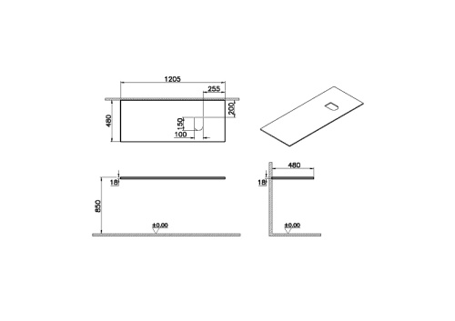 Столешница Vitra Origin 65928 121x48x2 - фото 3