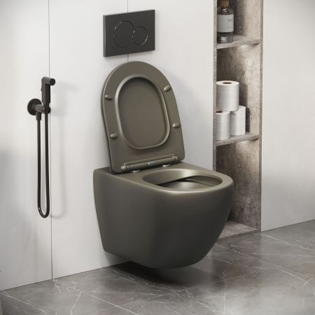 Унитаз подвесной Grossman Color GR-4411GSMS зеленый с сиденьем безободковый каскадный смыв