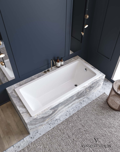 Ванна чугунная Vinsent Veron Square VSQ1707545H/E60327CH-AS 170х75 пристенная прямоугольная с ножками с ручками - фото 5