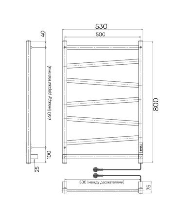 Полотенцесушитель электрический Indigo Element LCEEPF80-50BRRt 55х80 черный