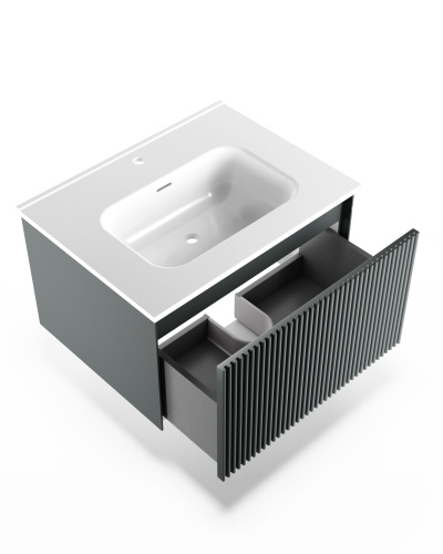 Тумба под раковину La Fenice Terra FNC-01-TER-G-60 59х45х35 подвесная цвет серый матовый - фото 3